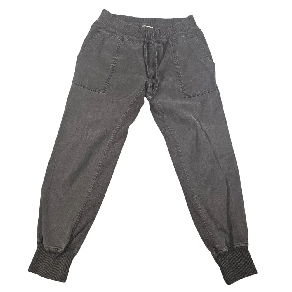 James Perse Standard Black Fade Joggers Pants Size 2 WHVJ1677 Mixed Media Ribbed